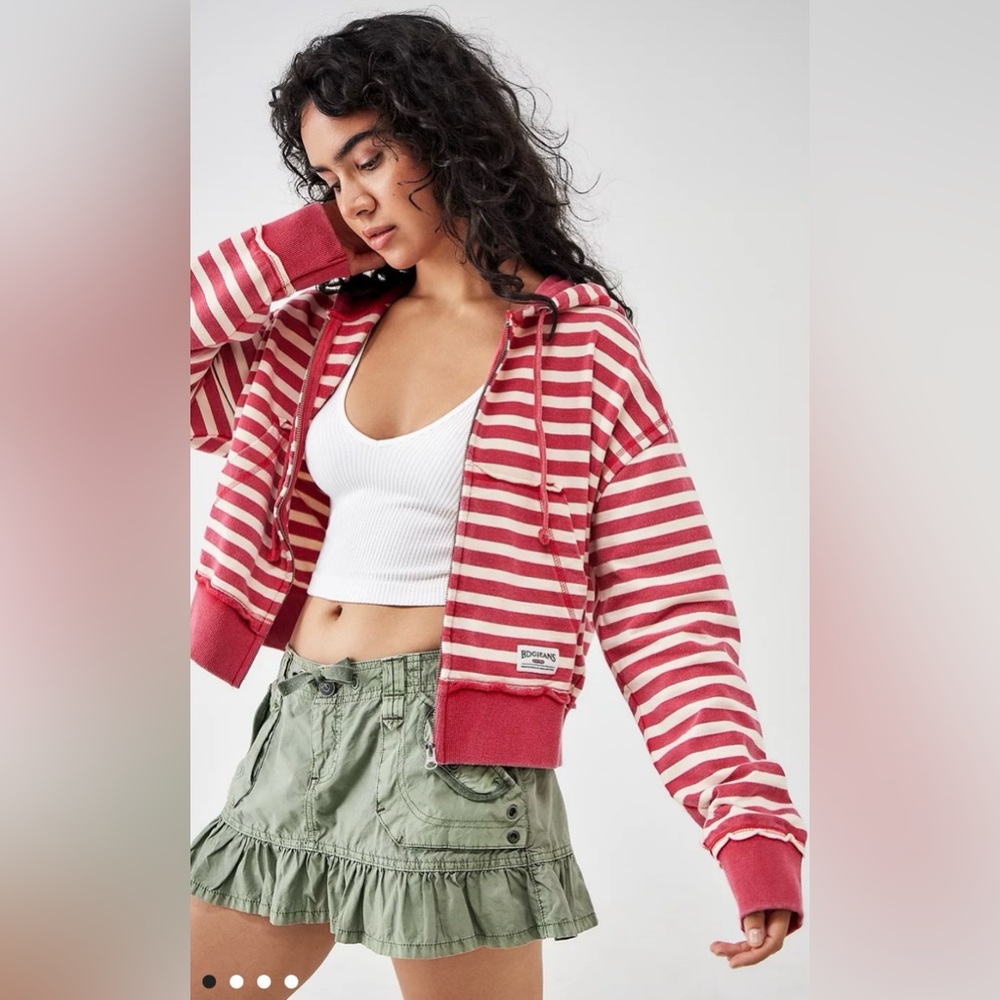 RARE BDG URBAN OUTFITTERS Women's Red and White Striped Bomber Jacket SOLD OUT